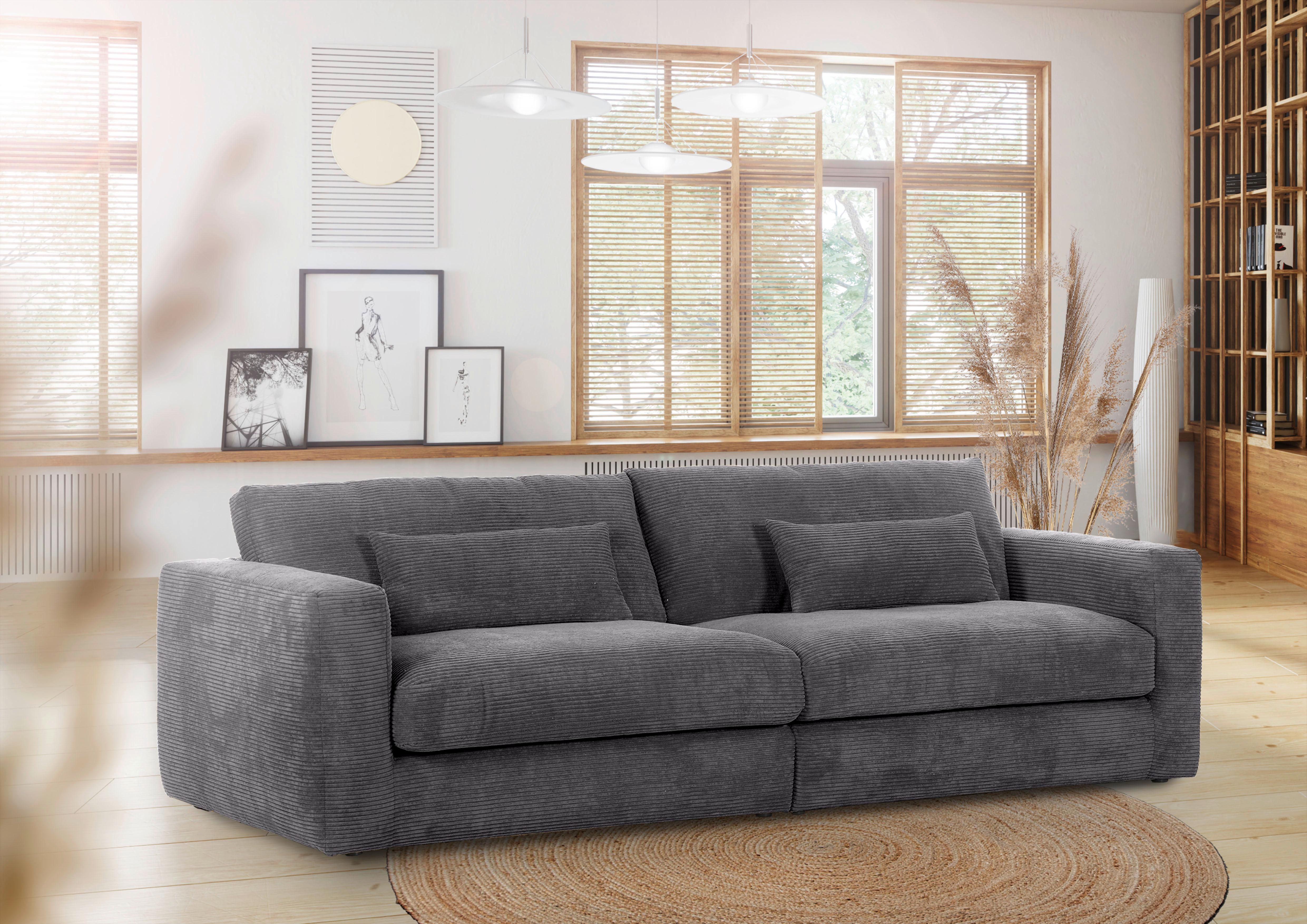 Bigsofa Manolis Dunkelgrau B: 260 cm - Dunkelgrau/Schwarz, KONVENTIONELL, Textil (260/66/115cm) - MID.YOU