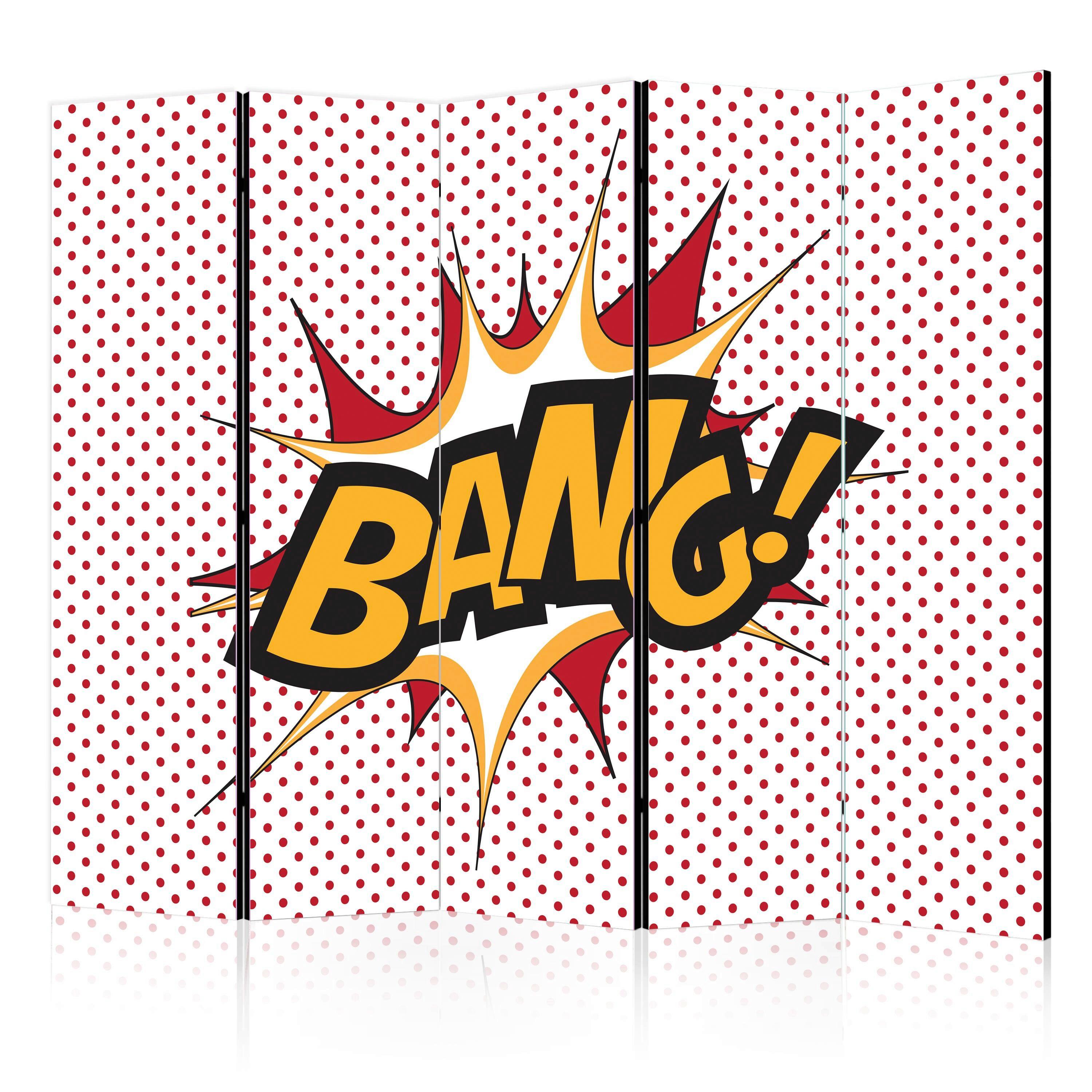 Paravent Rot Weiß B: 225 cm - Rot/Weiß, Basics, Holz/Textil (225/172/3cm) - artgeist