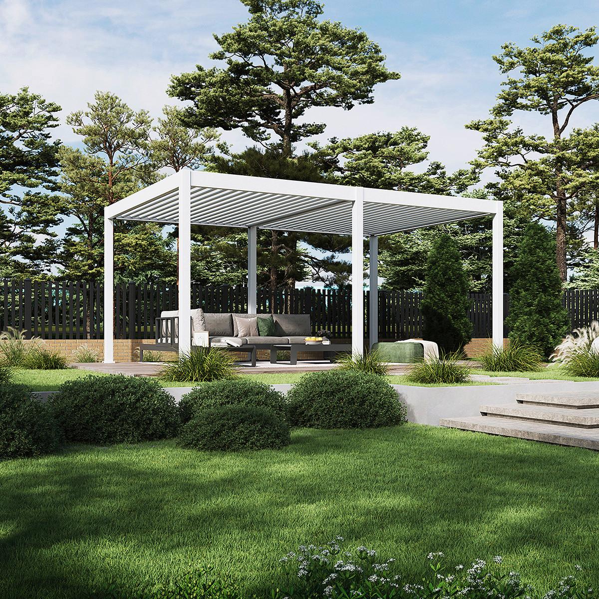 Pergola Deluxe 530x255x360cm Wetterfest, Elektrisch - Weiß, Basics, Metall (530/255/360cm) - Gardenson
