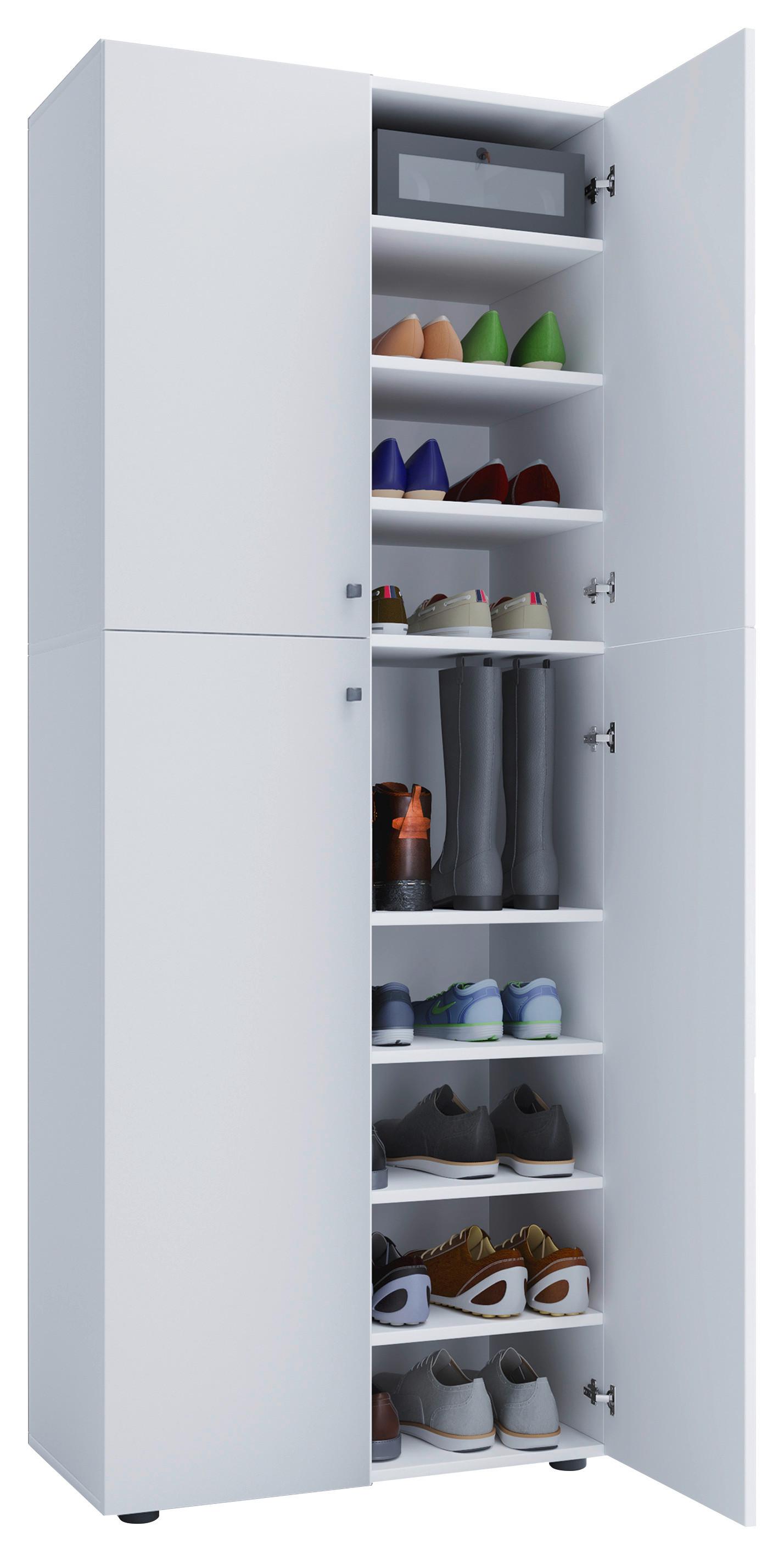 Skříň na boty LONA XXL š: 70cm bílá - bílá/černá, Konvenční, kompozitní dřevo/plast (70/182/37cm) - MID.YOU