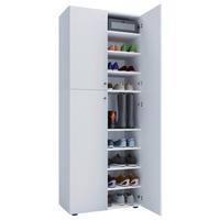 Skříň na boty LONA XXL š: 70cm bílá - bílá/černá, Konvenční, kompozitní dřevo/plast (70/182/37cm) - MID.YOU