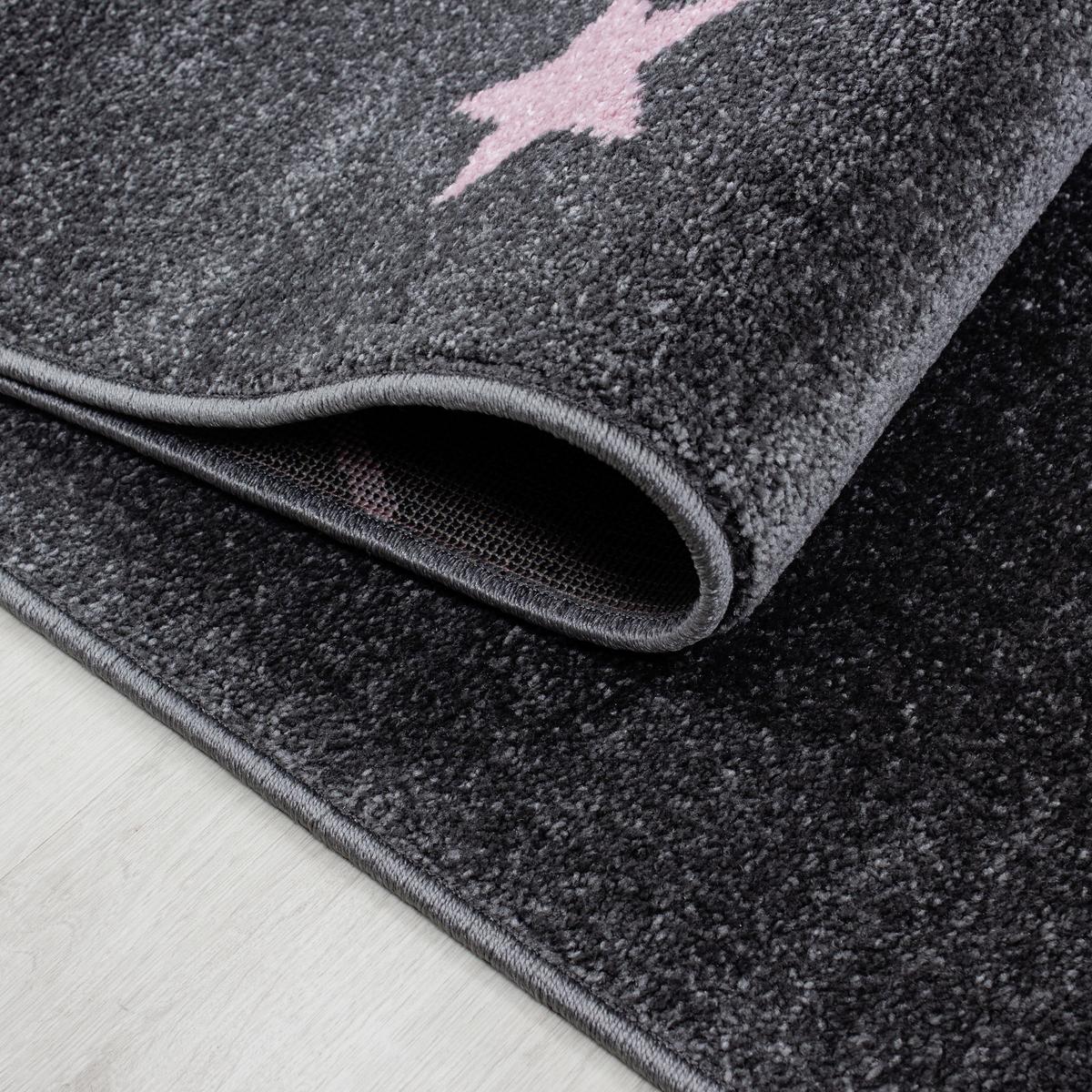 Kinderteppich Stern Grau/pink Kids 160x230 Cm - Pink/Grau, Trend, Textil (160/230cm)