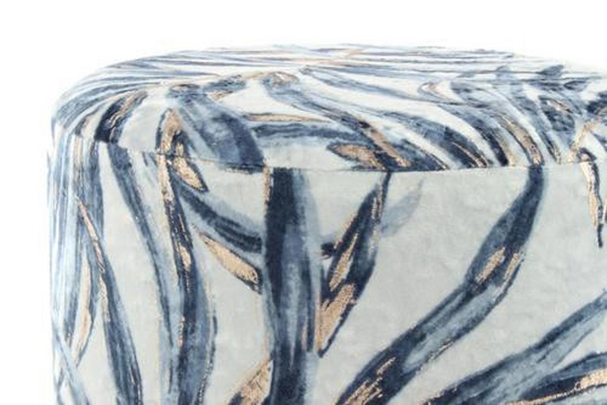 Hocker Gipsy, Blau B: 35 Cm - Blau/Goldfarben, Design, Textil (35/46/35cm) - Kayoom