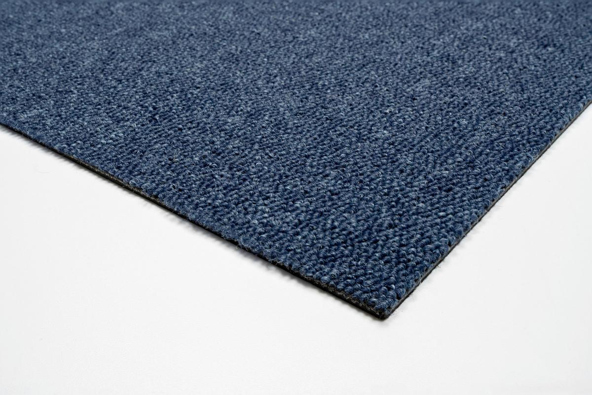 Teppichfliese Dunkelblau Astra 50x50 cm Florhöhe 3 mm - Dunkelblau, Basics, Textil (50/50cm)