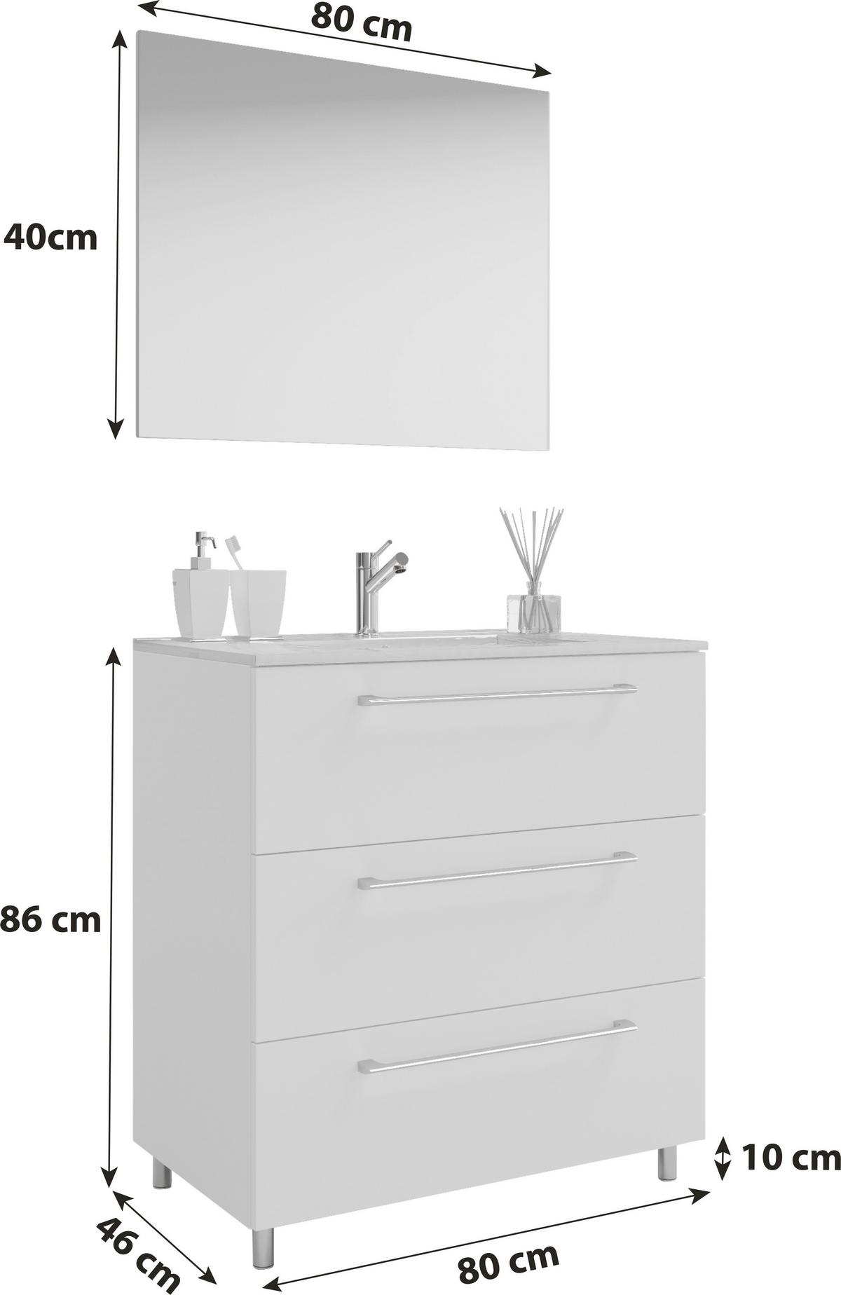 Badezimmer Schubo 3-Teilig Schwarz B: 80 cm - Alufarben/Schwarz, MODERN, Keramik/Holzwerkstoff (80cm) - MID.YOU