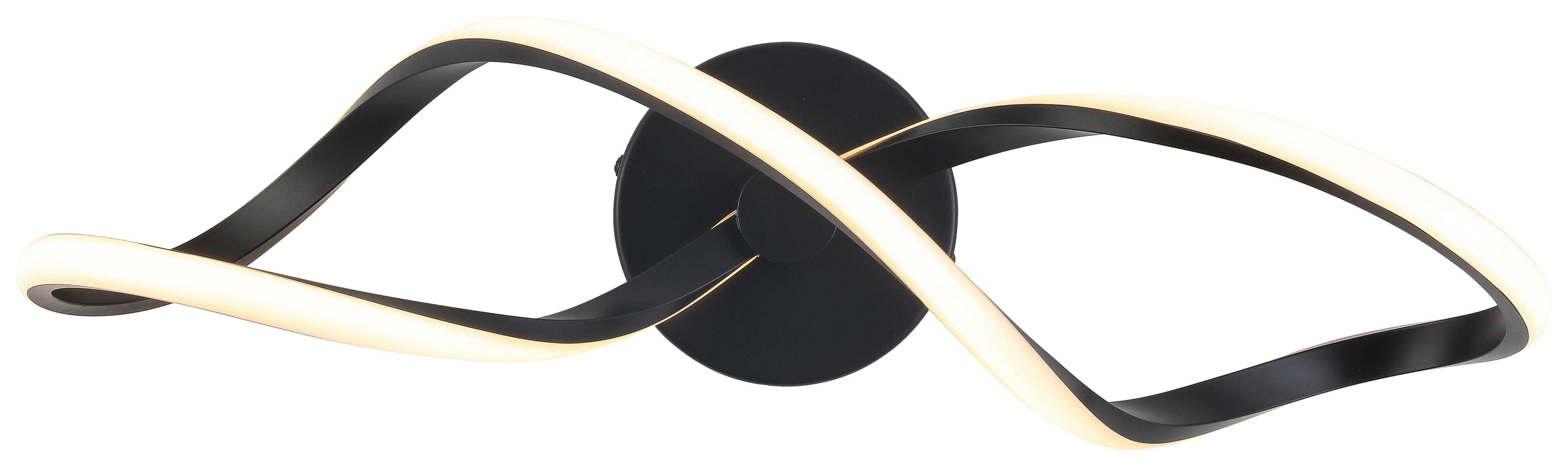 LED-Deckenleuchte Sabella L: 50 cm, Geschwungen - Schwarz, MODERN, Kunststoff/Metall (50/12/16,5cm) - Luca Bessoni