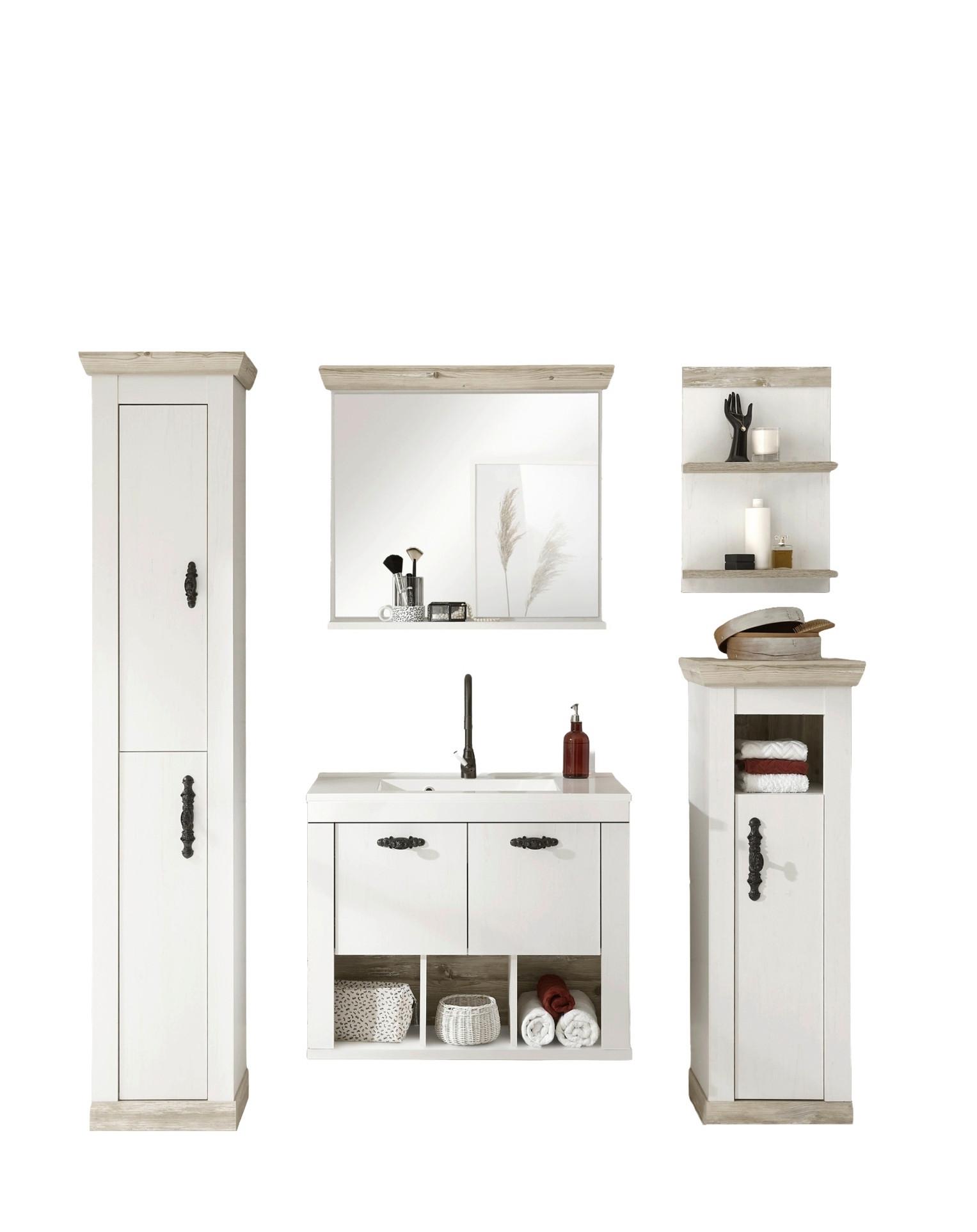 Badezimmer Florenz Pinienfarben B: 205cm - Weiß/Pinienfarben, Design, Naturmaterialien/Holzwerkstoff (205/200/46cm) - MID.YOU