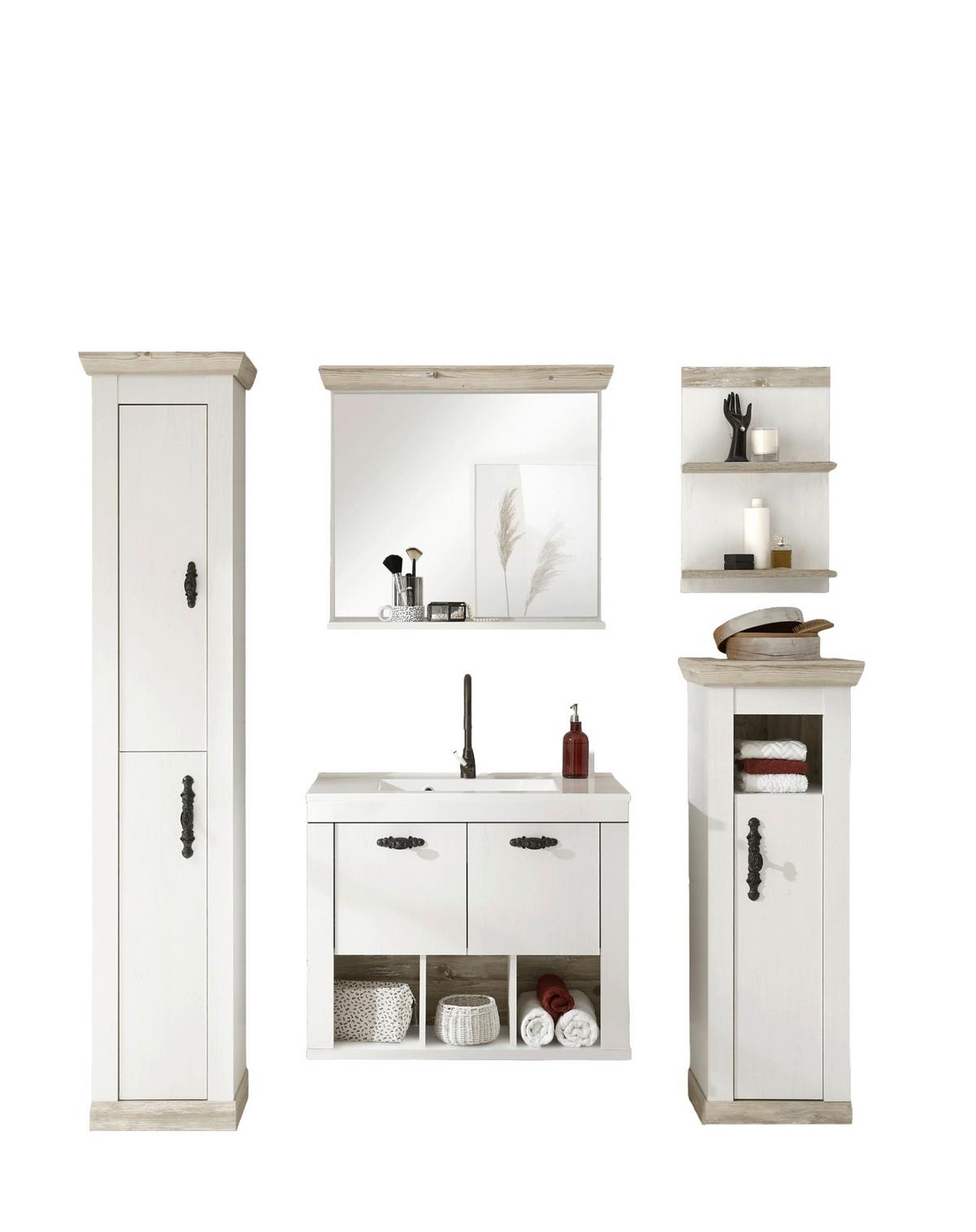 Badezimmer Florenz Pinienfarben B: 205cm - Weiß/Pinienfarben, Design, Naturmaterialien/Holzwerkstoff (205/200/46cm) - MID.YOU