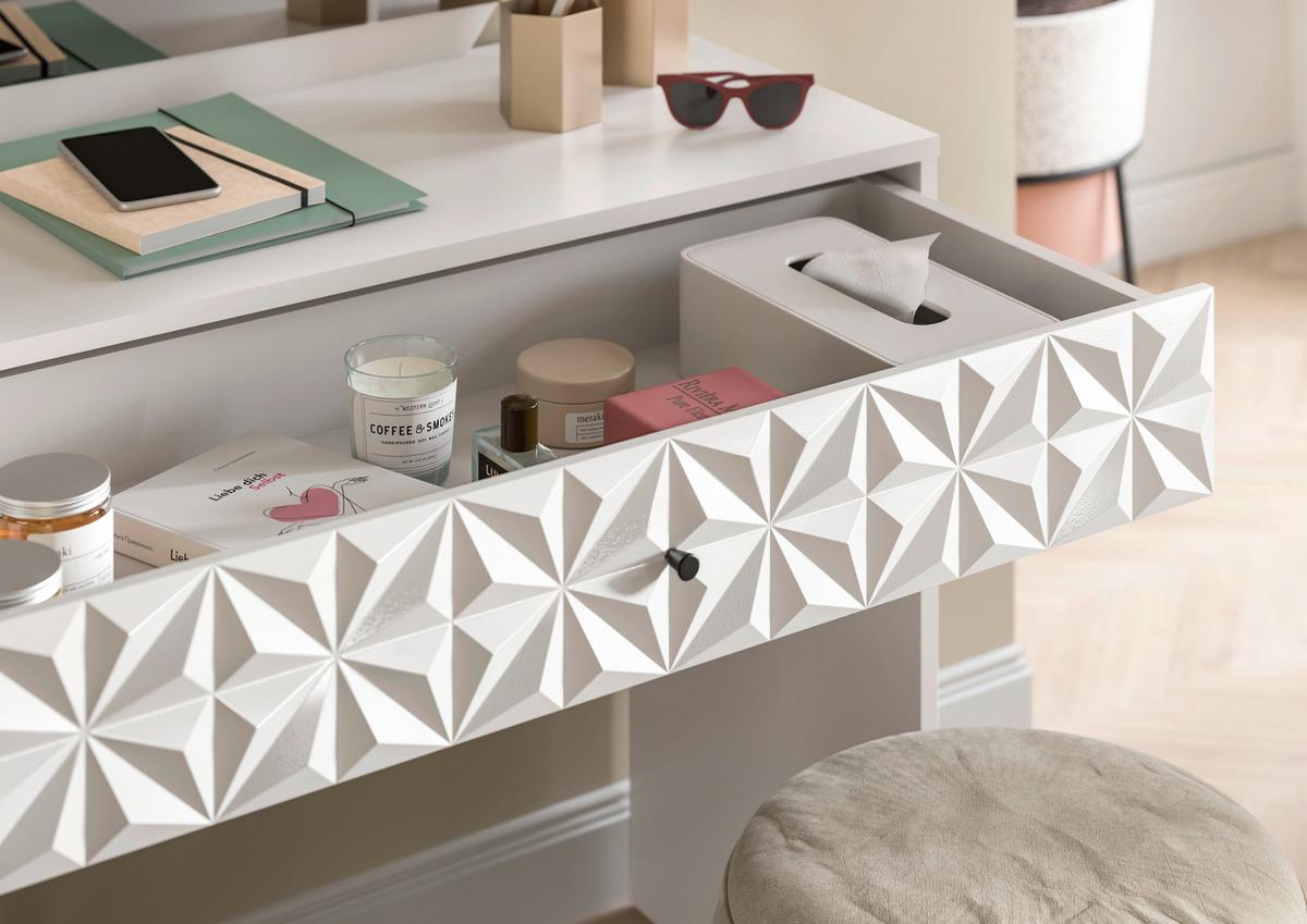 SCHMINKTISCH Prisma Weiß B: 90cm - Weiß, Design, Holzwerkstoff (90/133/39cm) - Livetastic