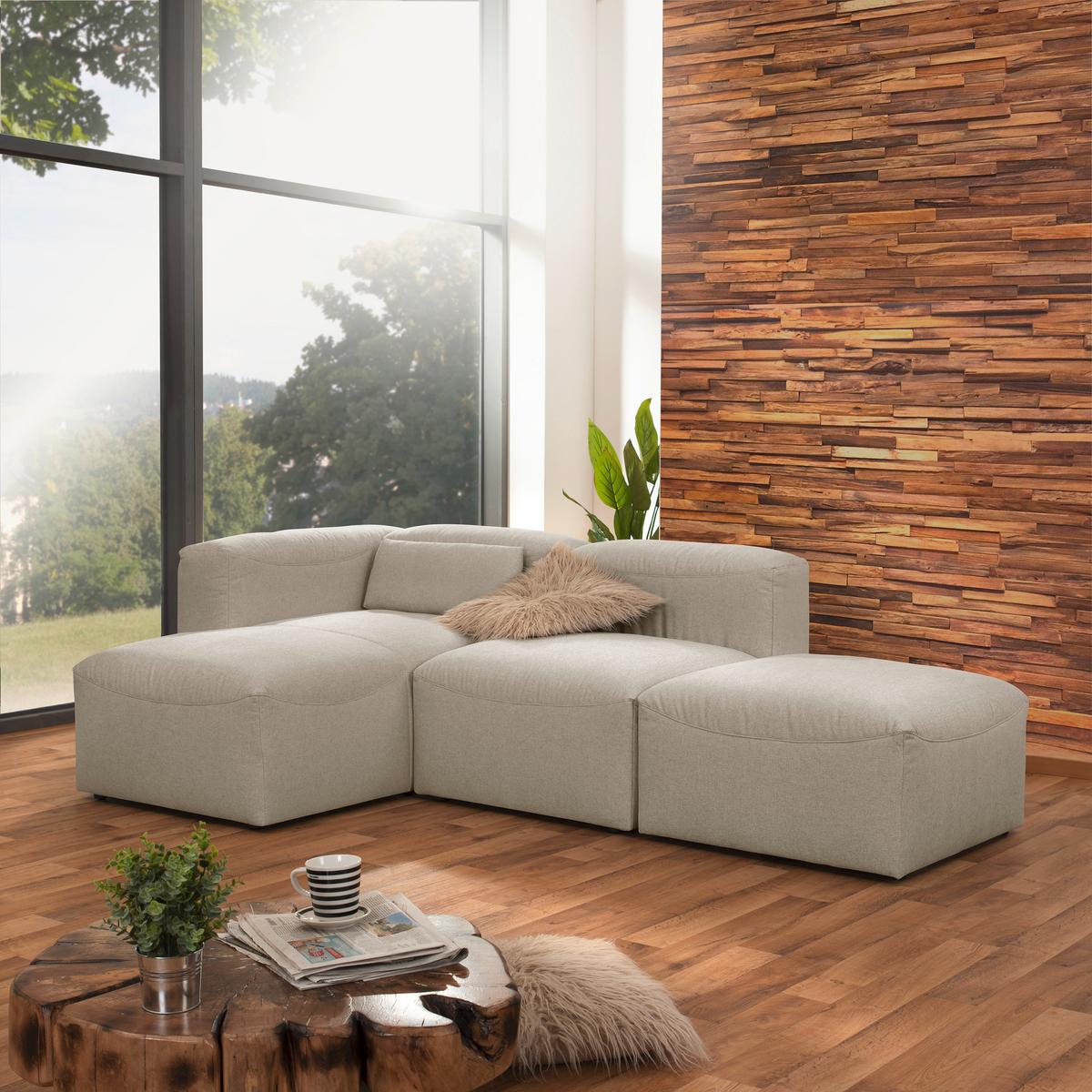 Ecksofa Lena Creme Flachgewebe - Creme, Design, Textil (160/250cm) - Max Winzer