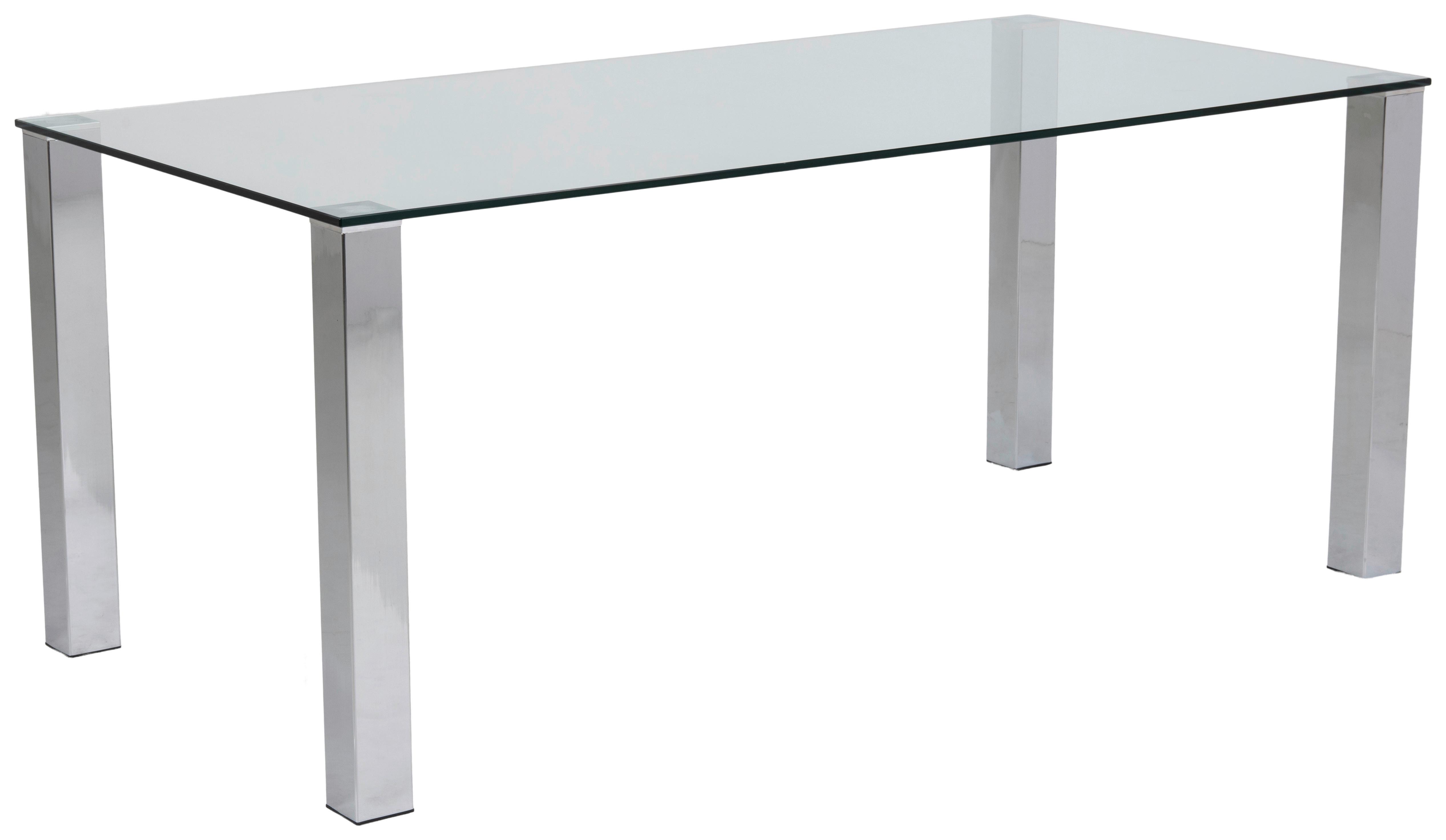 Esstisch Kante 180x90x75 cm Chromfarben - Chromfarben, KONVENTIONELL, Glas/Metall (180/75/90cm) - MID.YOU