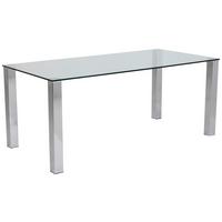 Esstisch Kante 180x90x75 Cm Chromfarben - Chromfarben, KONVENTIONELL, Glas/Metall (180/75/90cm) - MID.YOU