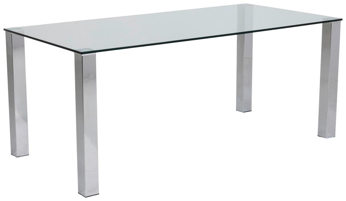 Esstisch Kante 180x90x75 Cm Chromfarben - Chromfarben, KONVENTIONELL, Glas/Metall (180/75/90cm) - MID.YOU