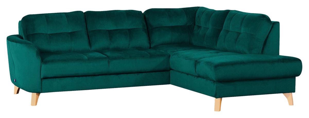 Ecksofa Nordic, Petrol S: 236x190 cm - Buchefarben/Petrol, Design, Textil (236/190cm) - Livetastic