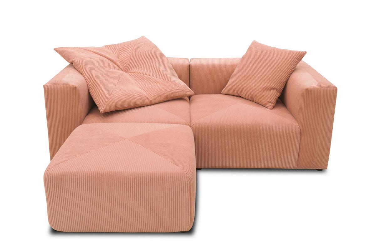Ecksofa Rosa, Roségold B: 216 Cm - Roségold/Schwarz, Design, Textil (216/69/193cm) - MID.YOU