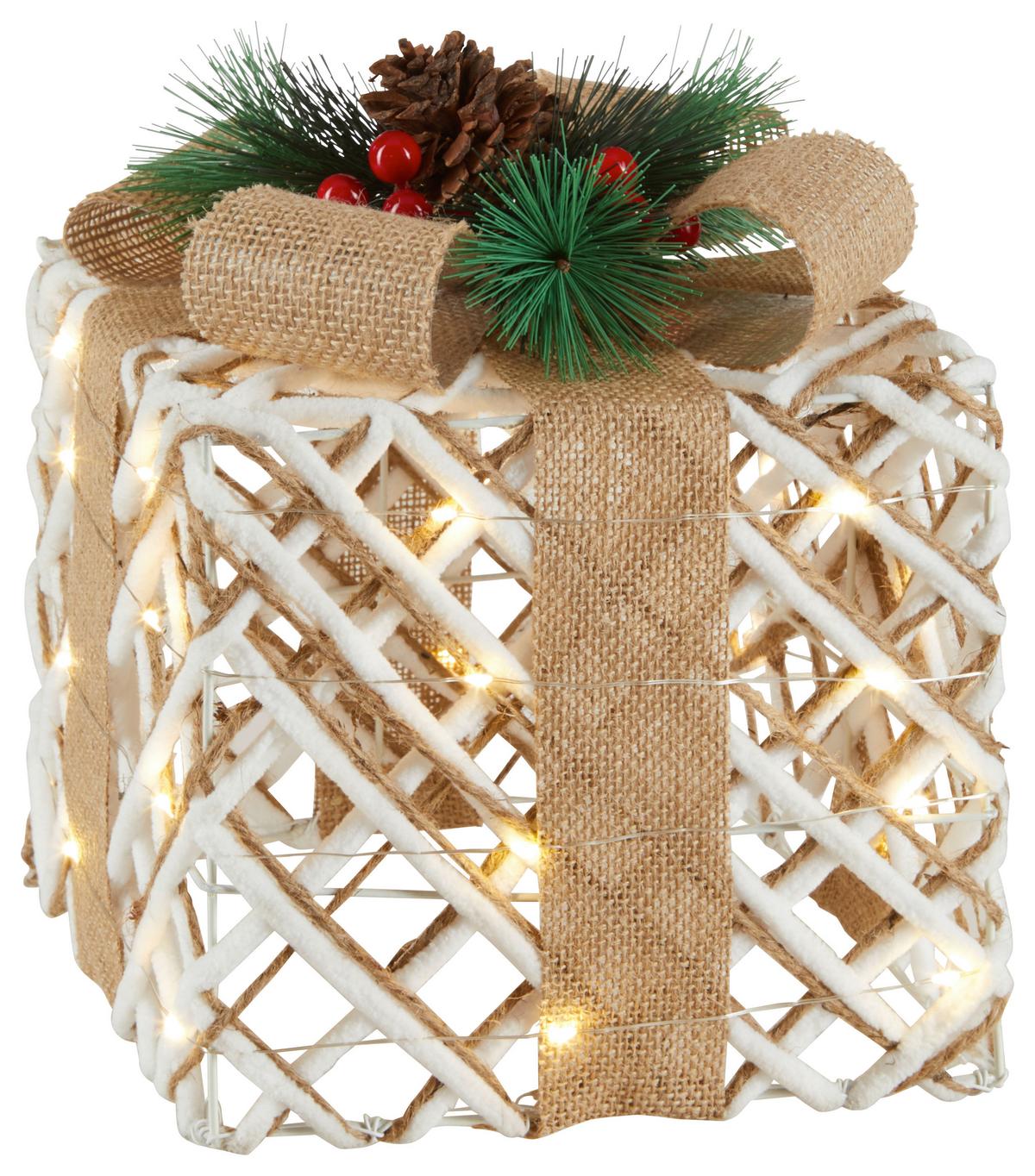 Dekogeschenkbox Rafiki - Beige/Rot, KONVENTIONELL, Naturmaterialien/Kunststoff (20/20/23cm) - Luca Bessoni