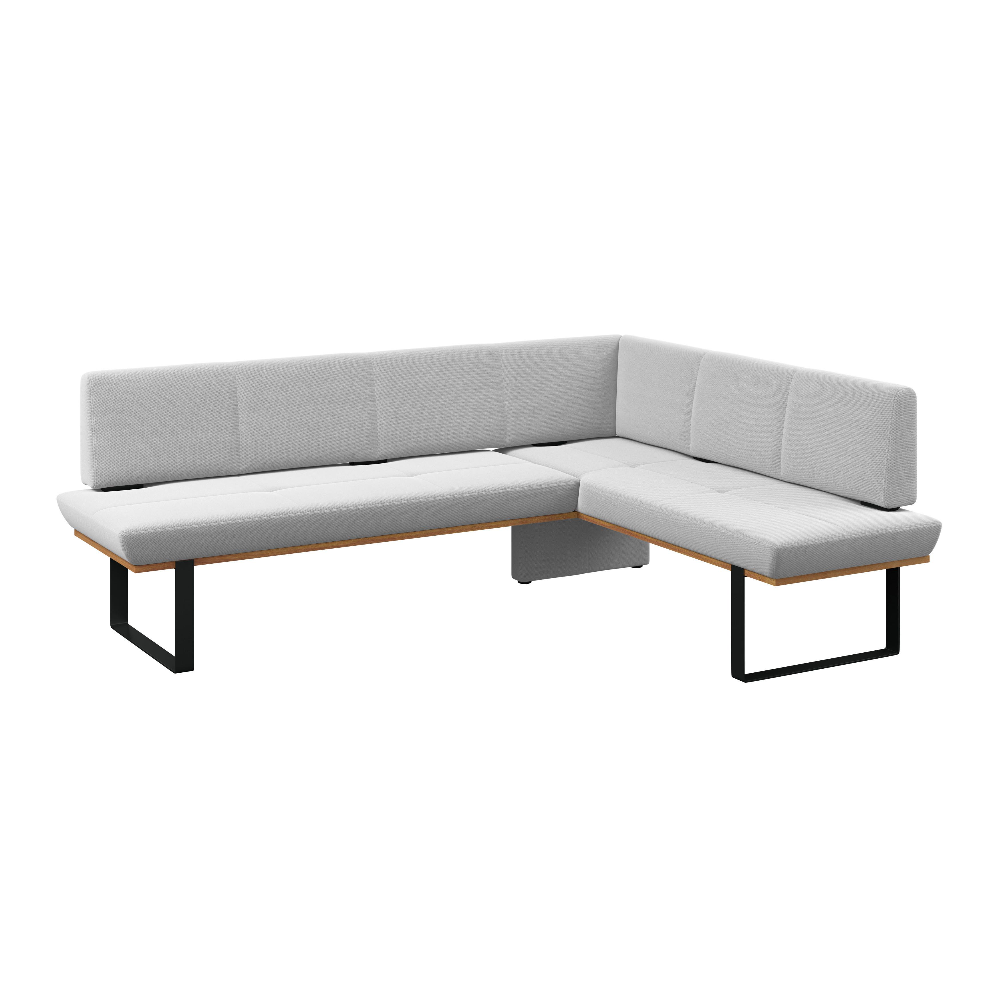 Eckbank Tristan Webstoff hellgrau, S:245x175cm - Hellgrau/Schwarz, MODERN, Holz/Textil (245/175cm) - James Wood