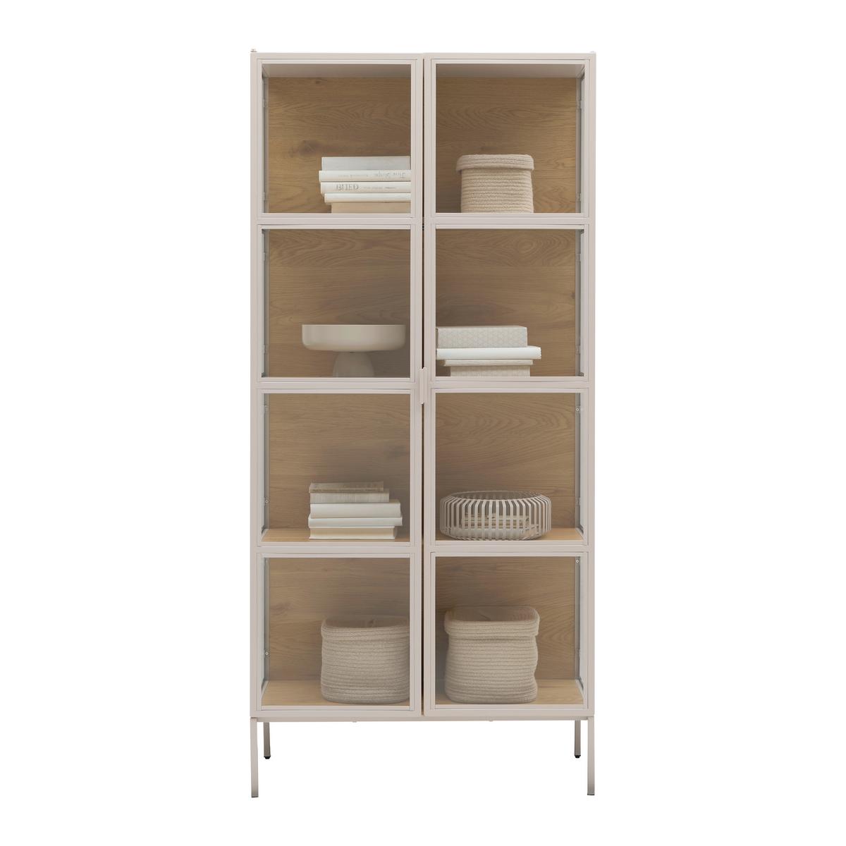 Vitrína Bray, š: 80 cm - barvy dubu/béžová, Moderní, kov/kompozitní dřevo (80/172/35cm) - Mömax