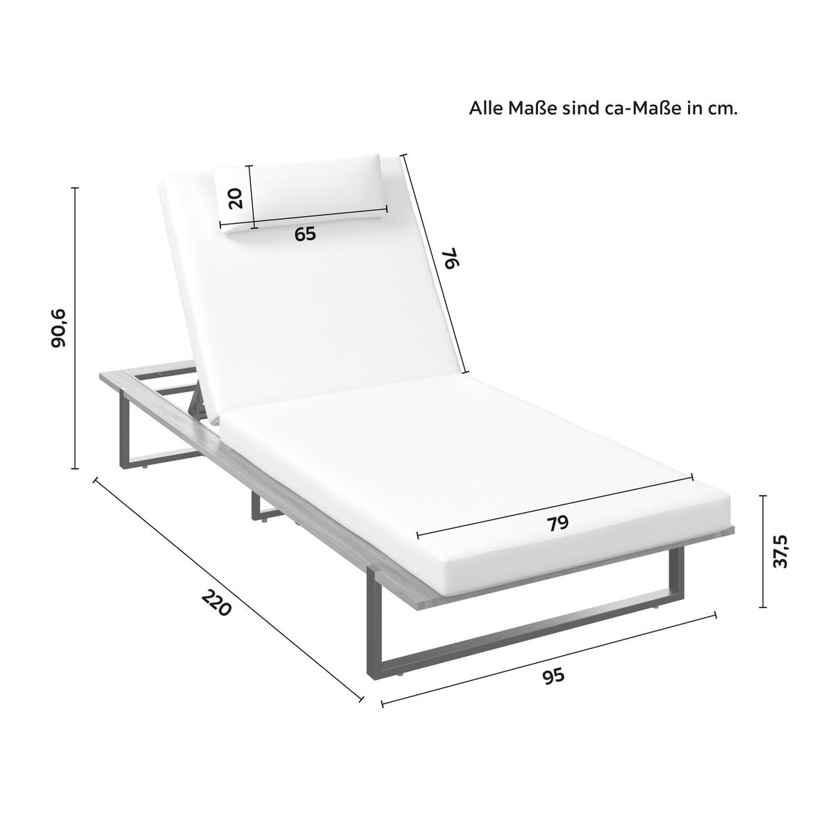 ZAHRADNÍ LEHÁTKO EVA - černá/krémová, Moderní, kov/dřevo (220/90/95cm) - Bessagi Garden