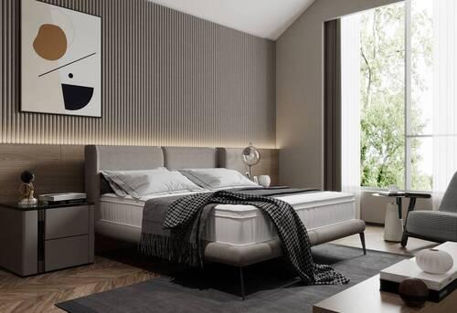 Polsterbett +matratze 180x200 Tessina Now Or Never Hellgrau - Hellgrau/Schwarz, MODERN, Textil (180/200cm) - Livetastic