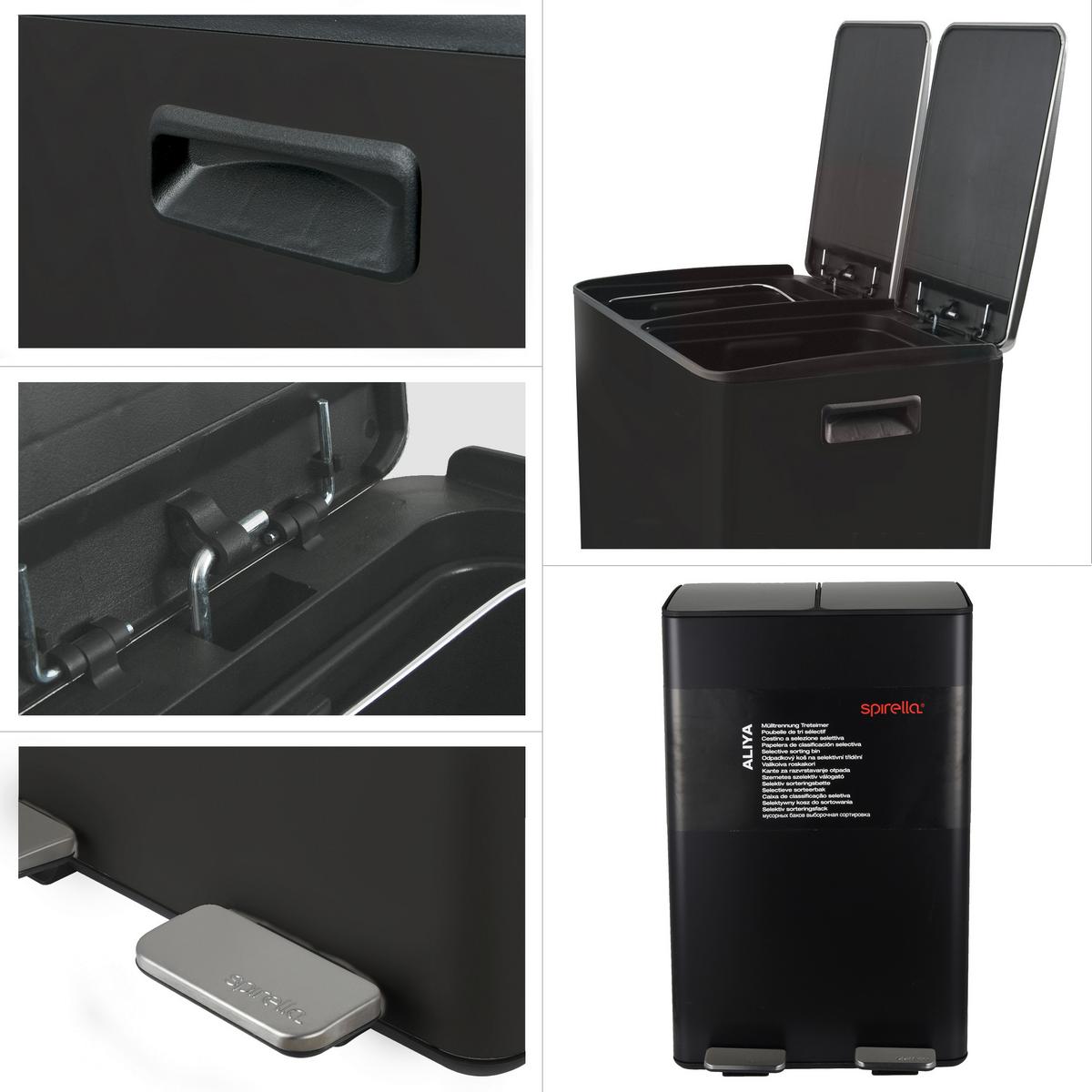 Treteimer Aliya 60l Schwarz Metall Lbh: 45x30x71 - Schwarz, Basics, Kunststoff/Metall (45/30/71cm) - Spirella