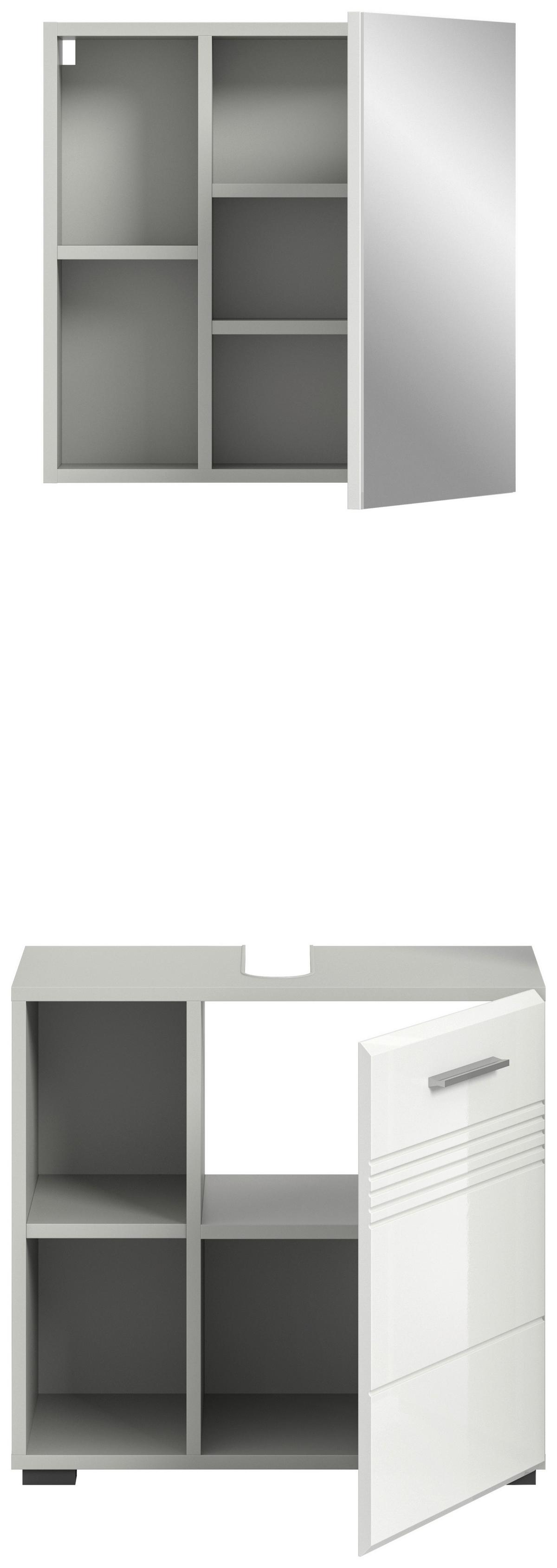 Badezimmer Copa Grau Weiß Hg B: 60 cm - Weiß Hochglanz/Schwarz, MODERN, Holzwerkstoff (60cm) - MID.YOU