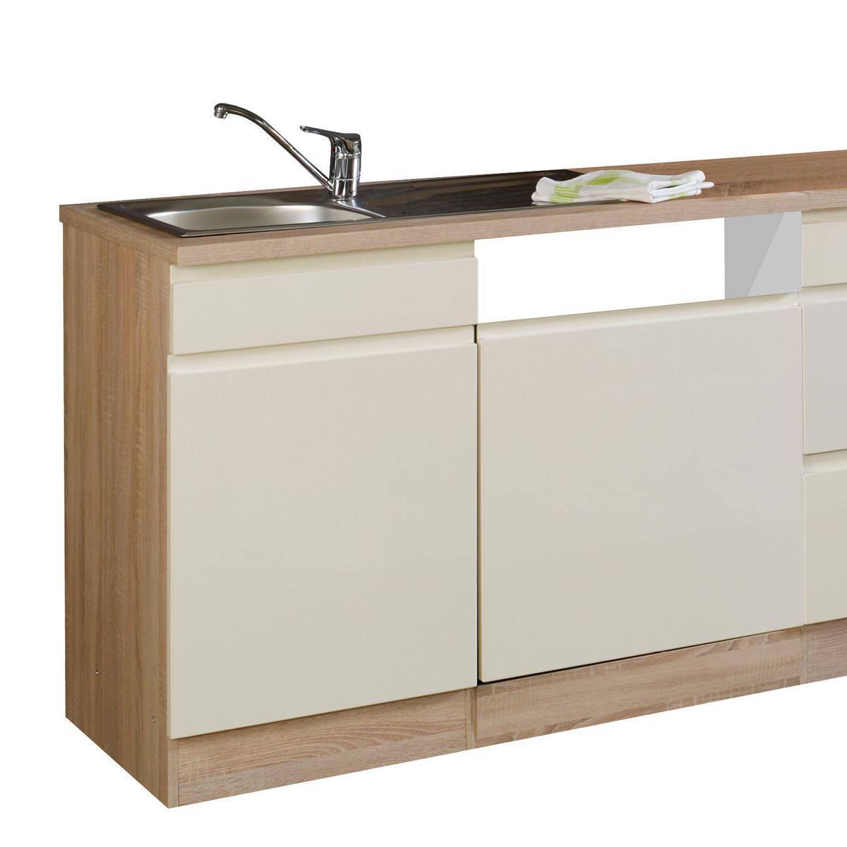 Küchenzeile Cardiff Ohne Geräte 280 Cm Creme - Creme/Sonoma Eiche, Basics, Holzwerkstoff (280cm) - Held