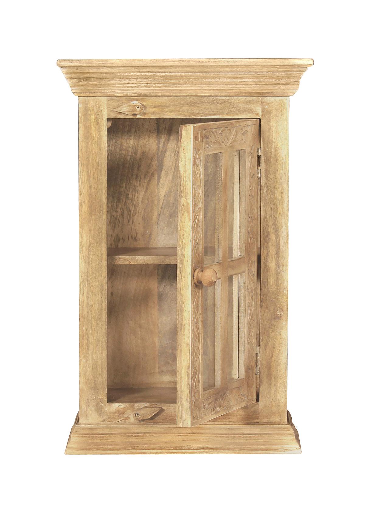Hängeschrank Mangoholz B: 44cm - Naturfarben, Design, Glas/Holz (44/70/20cm) - MID.YOU