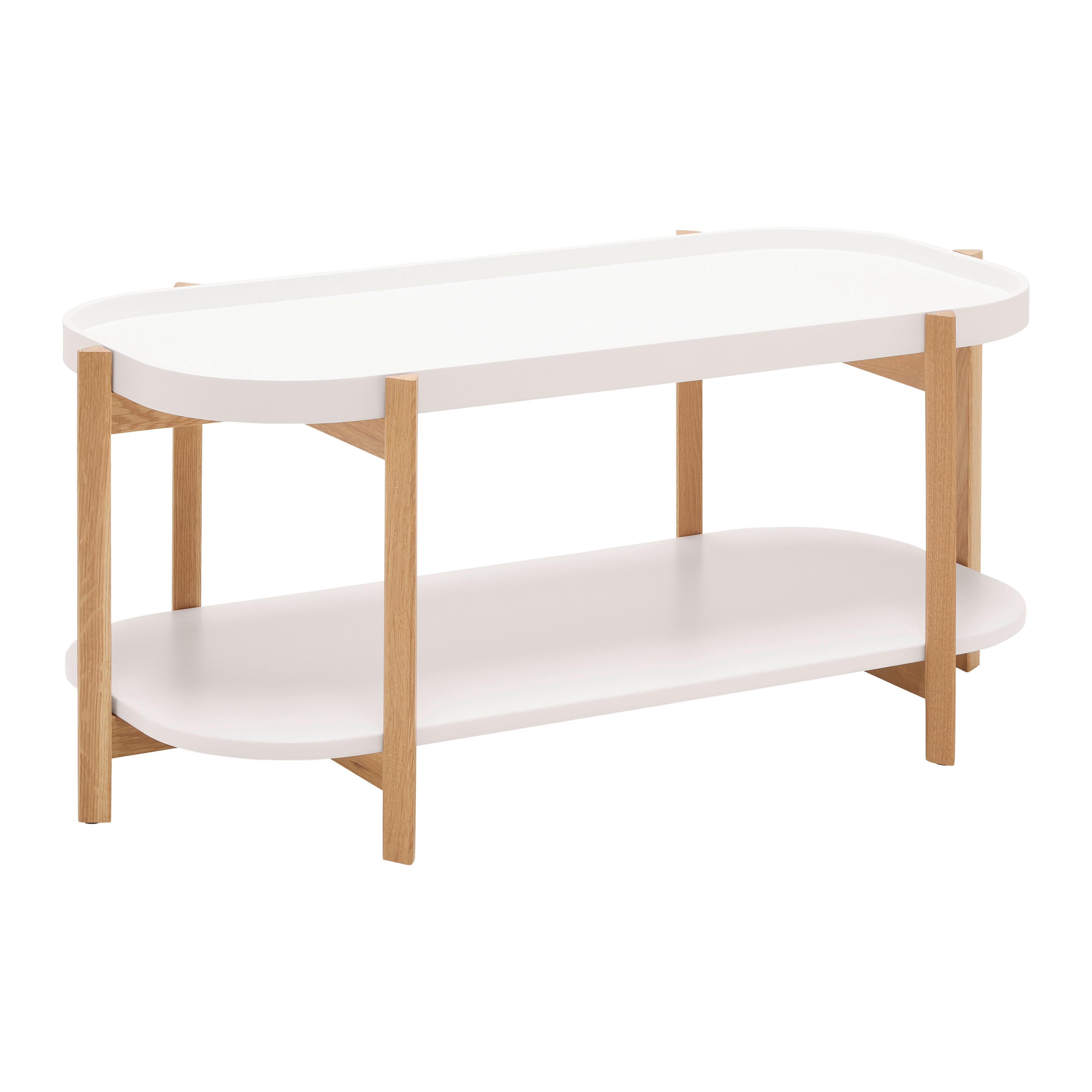 KONFERENČNÝ STOLÍK STRUT - biela/prírodná farba, Modern, drevo/kompozitné drevo (100/50/45cm) - Mömax
