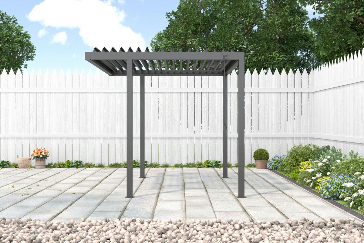 Pergola Origin BBQ 258x258 cm Stahl, Lamellen verstellbar - Anthrazit, Basics, Metall (258/235/258cm) - Gardenson