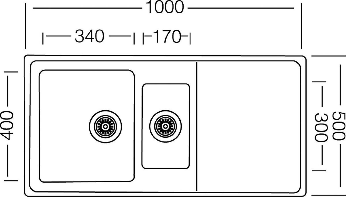 Spüle Respekta Ohio Kunststein Bxt: 66x50 Cm - Edelstahlfarben, Trend, Metall (100/20,3/50cm) - Respekta