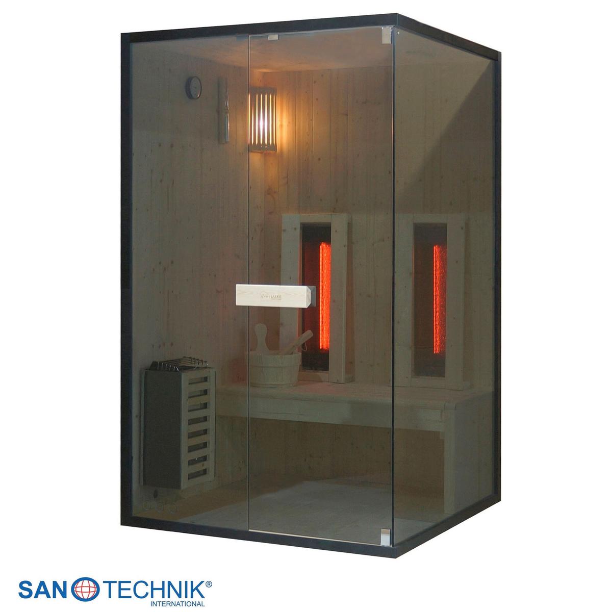 Sauna+Infrarotkabine CLACIER M geeignet für 2 Personen - Fichtefarben, Basics, Glas/Holz (120/120/200cm) - Sanotechnik