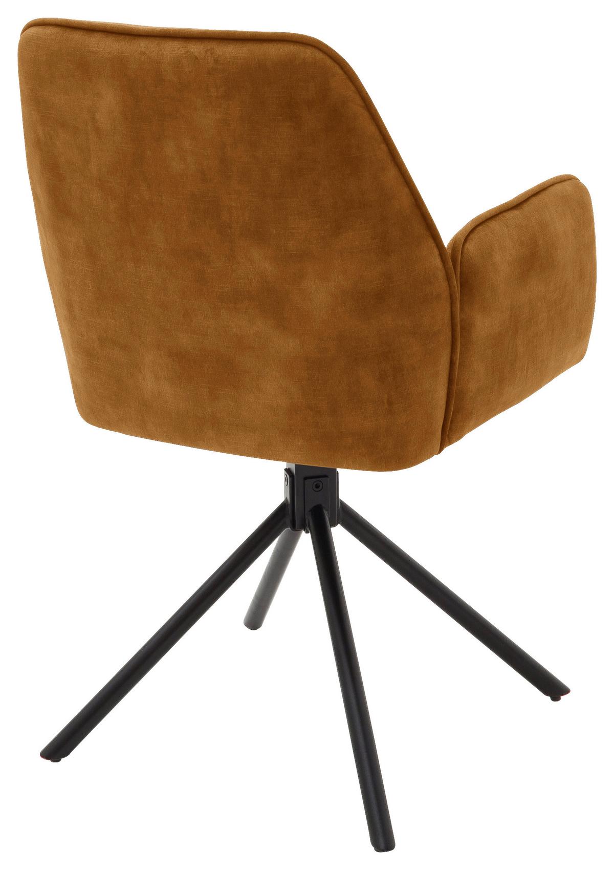ŽIDLE S PODRUČKAMI OTTAWA - curry žlutá/černá, Moderní, kov/textil (60/89/64cm) - Premium Living