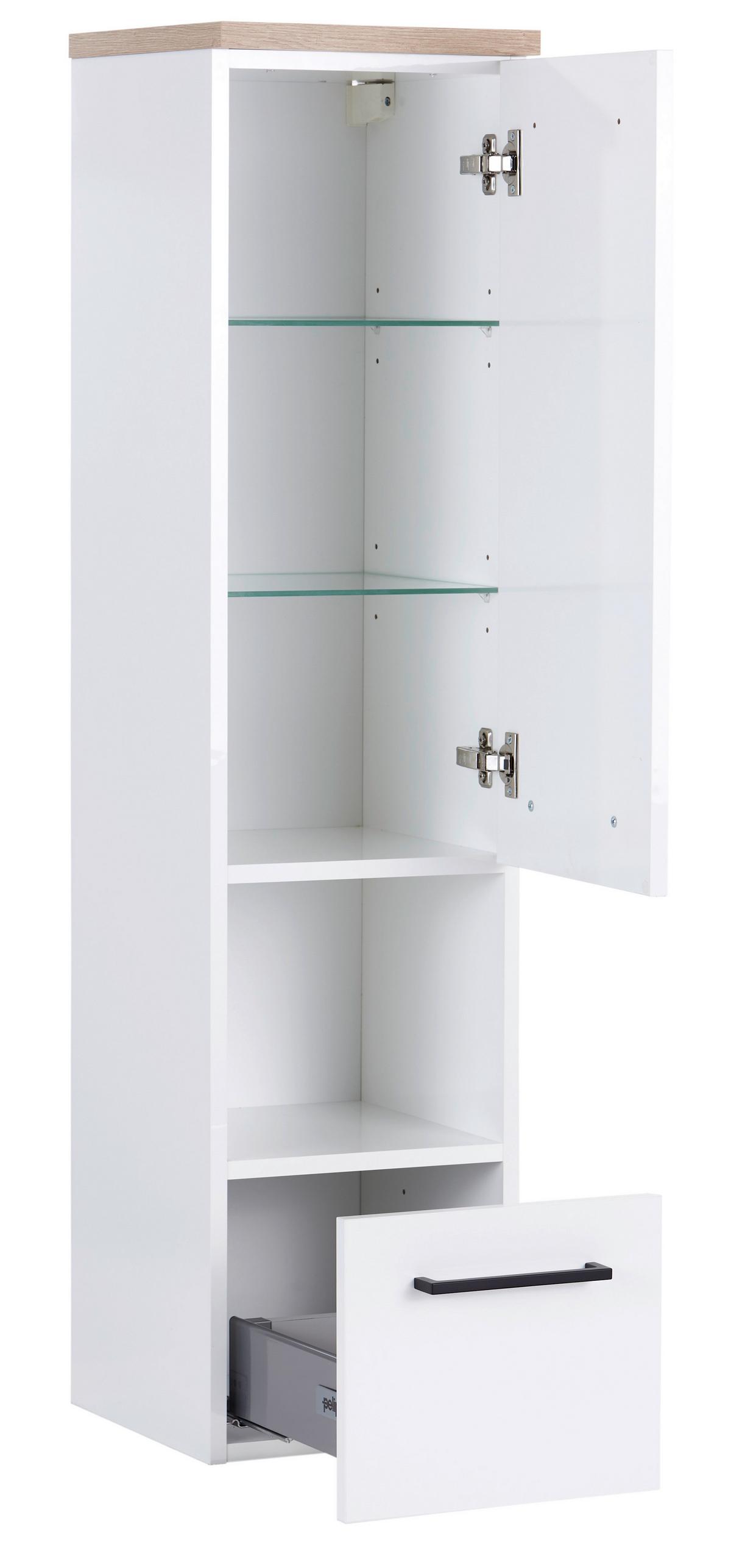 Hängender Midischrank Bavelli B 30 cm Weiß - Weiß, KONVENTIONELL, Glas/Holzwerkstoff (30/121,6/32,5cm)