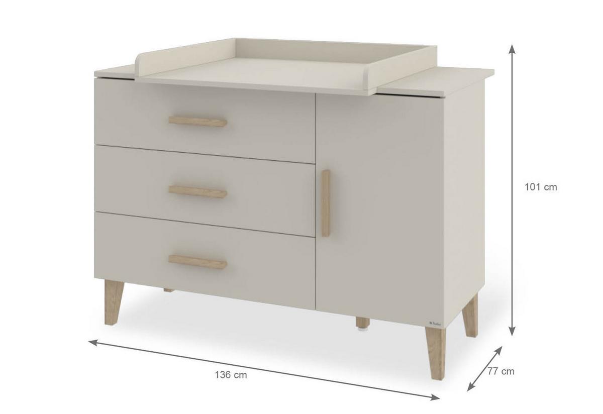 Wickelkommode Tami - Eichefarben/Weiß, Basics, Holzwerkstoff (136/101/77cm) - Pinolino