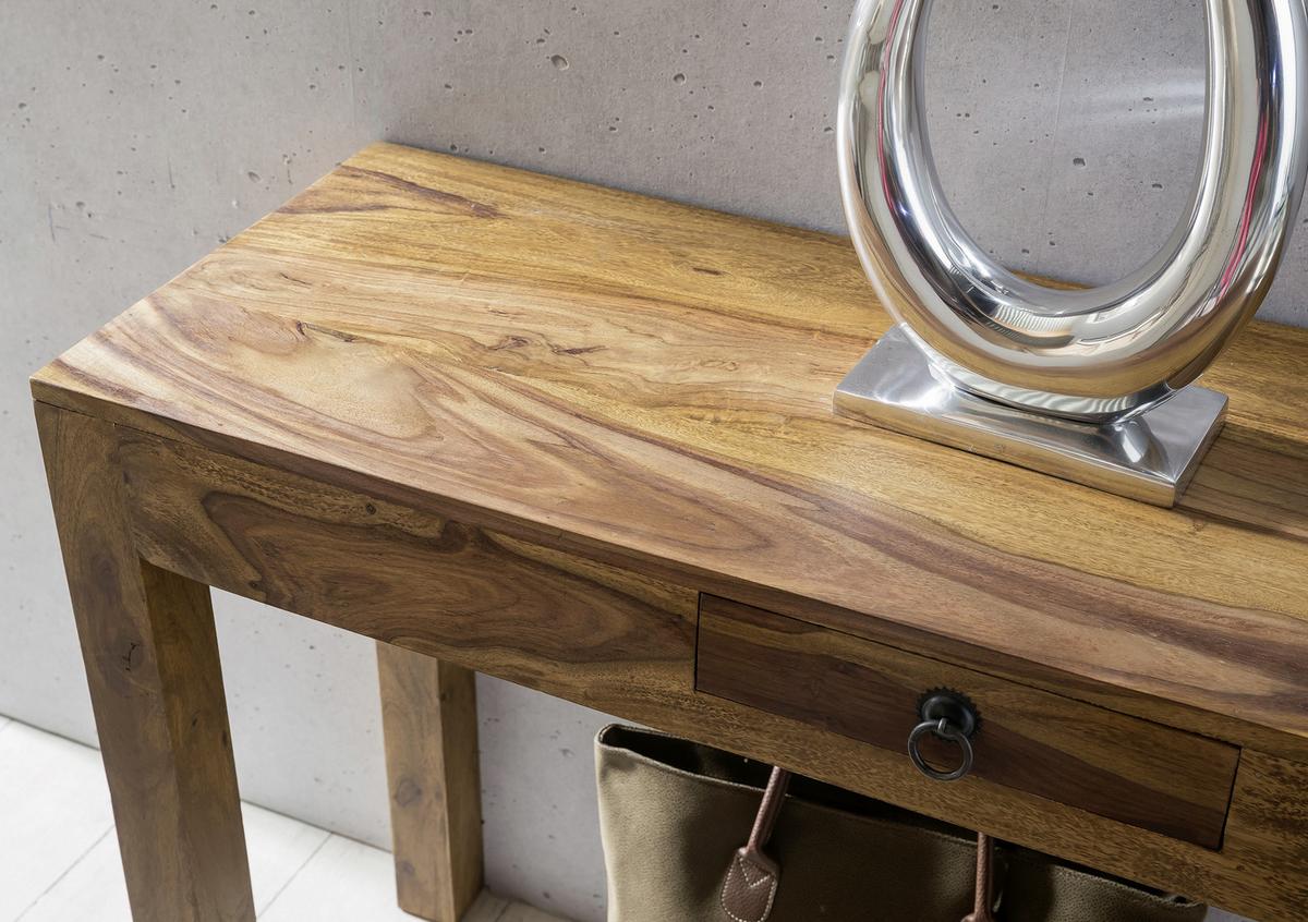 Konsolentisch mit Schublade Mumbai Sheeshamholz Massiv - Sheeshamfarben, LIFESTYLE, Holz (120/40/70cm) - MID.YOU