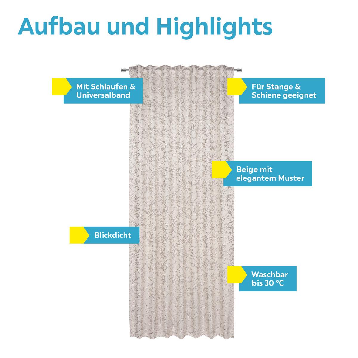 Vorhang Mit Schlaufen Und Band Sibel 140x245 Cm Beige - Beige, ROMANTIK / LANDHAUS, Textil (140/245cm) - James Wood