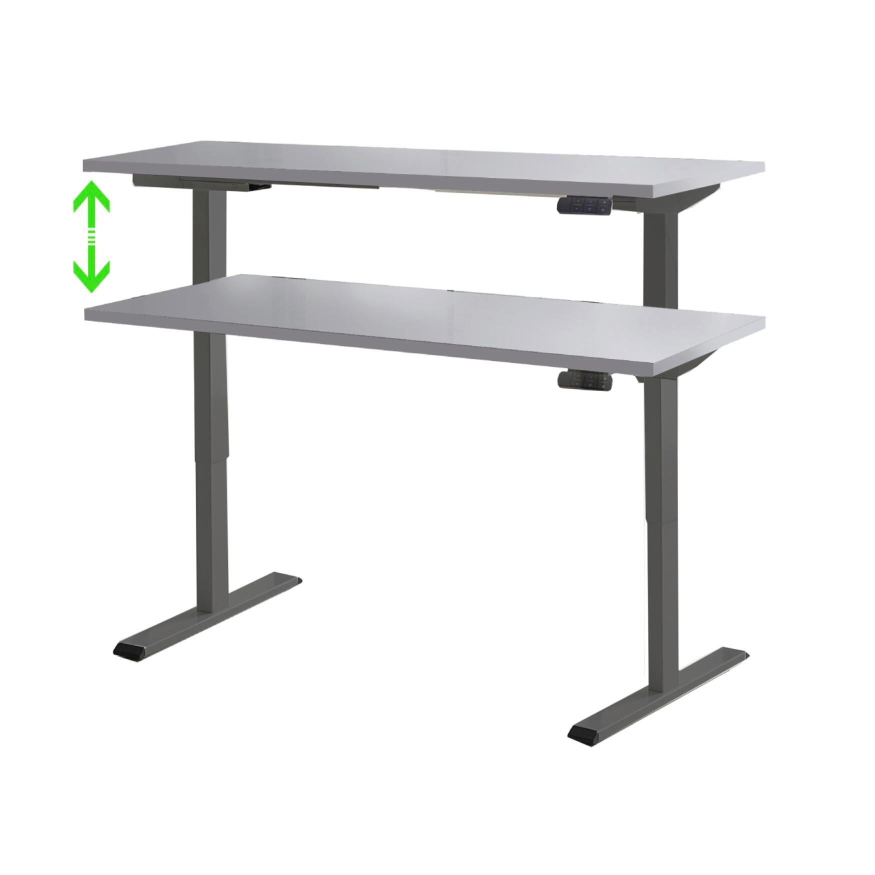 Schreibtisch Office Edition Anthrazit/Grau L: 160cm - Anthrazit/Grau, MODERN, Holzwerkstoff/Metall (160/80/69-119cm) - MID.YOU