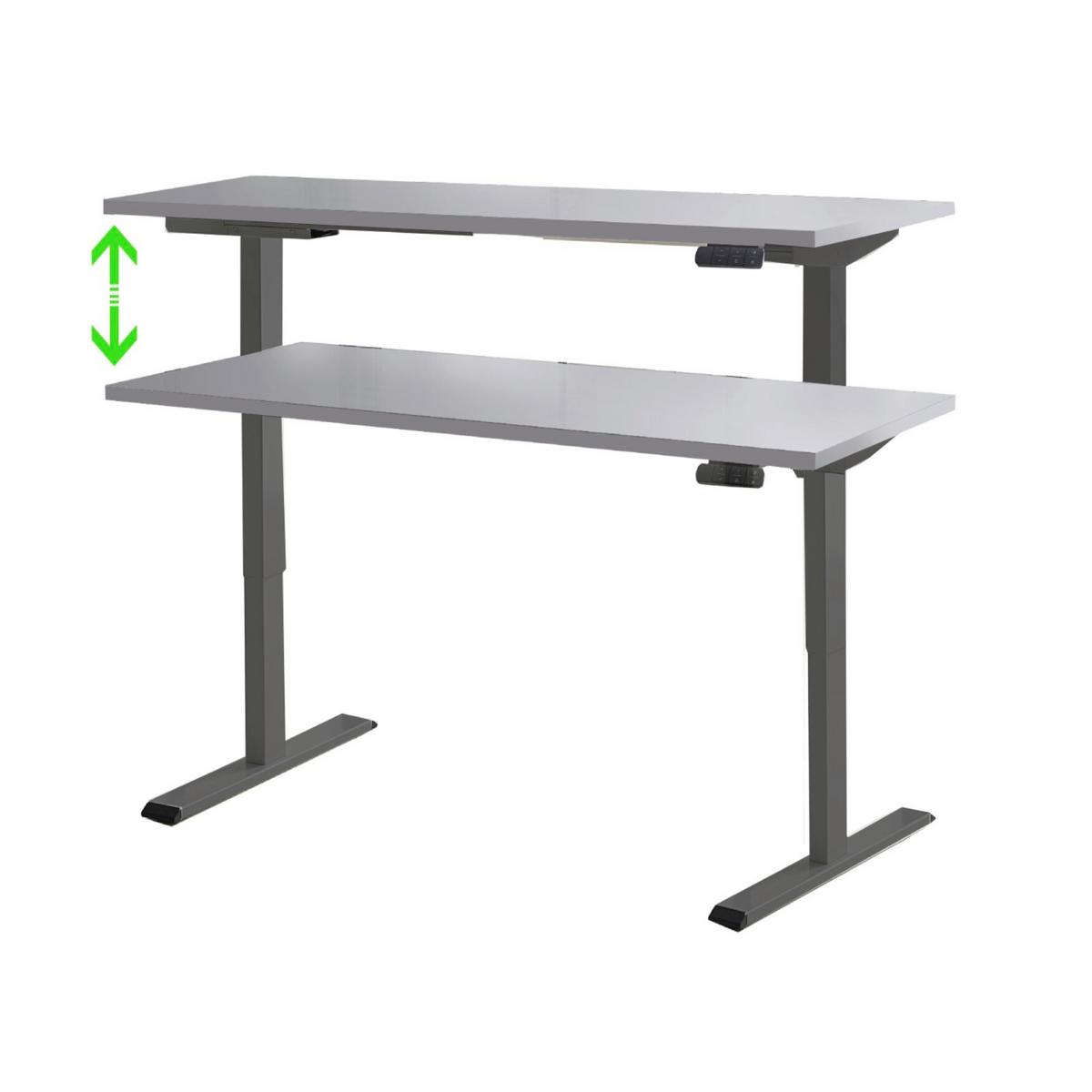 Schreibtisch Office Edition Anthrazit/Grau L: 160cm - Anthrazit/Grau, MODERN, Holzwerkstoff/Metall (160/80/69-119cm) - MID.YOU