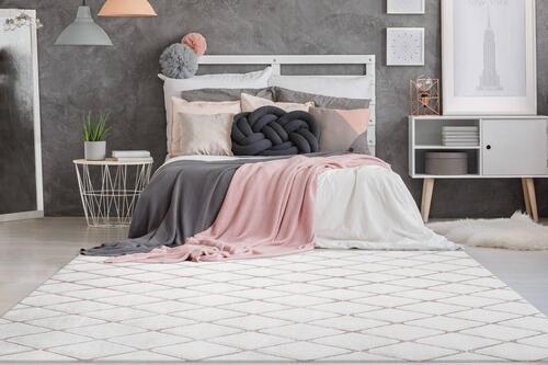 Hochflor Teppich Weiß/Rosa Vivica 160x230 cm - Weiß, Design, Textil (160/230cm) - Kayoom