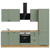 Kuchyňská linka 270 cm, rákos /dub sierra - barvy dubu/černá, Moderní, kov/kompozitní dřevo (270cm) - Nobilia