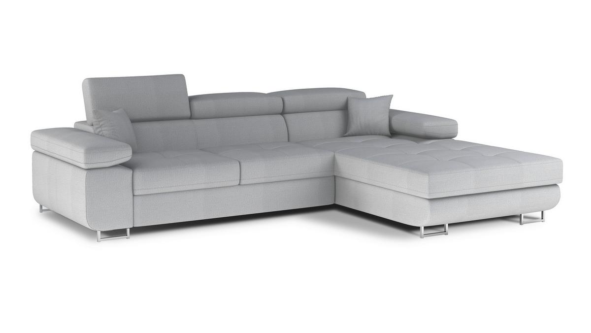 Ecksofa Armando Hellgrau S: 289x203 Cm - Chromfarben/Hellgrau, Design, Textil (289/203cm) - MID.YOU