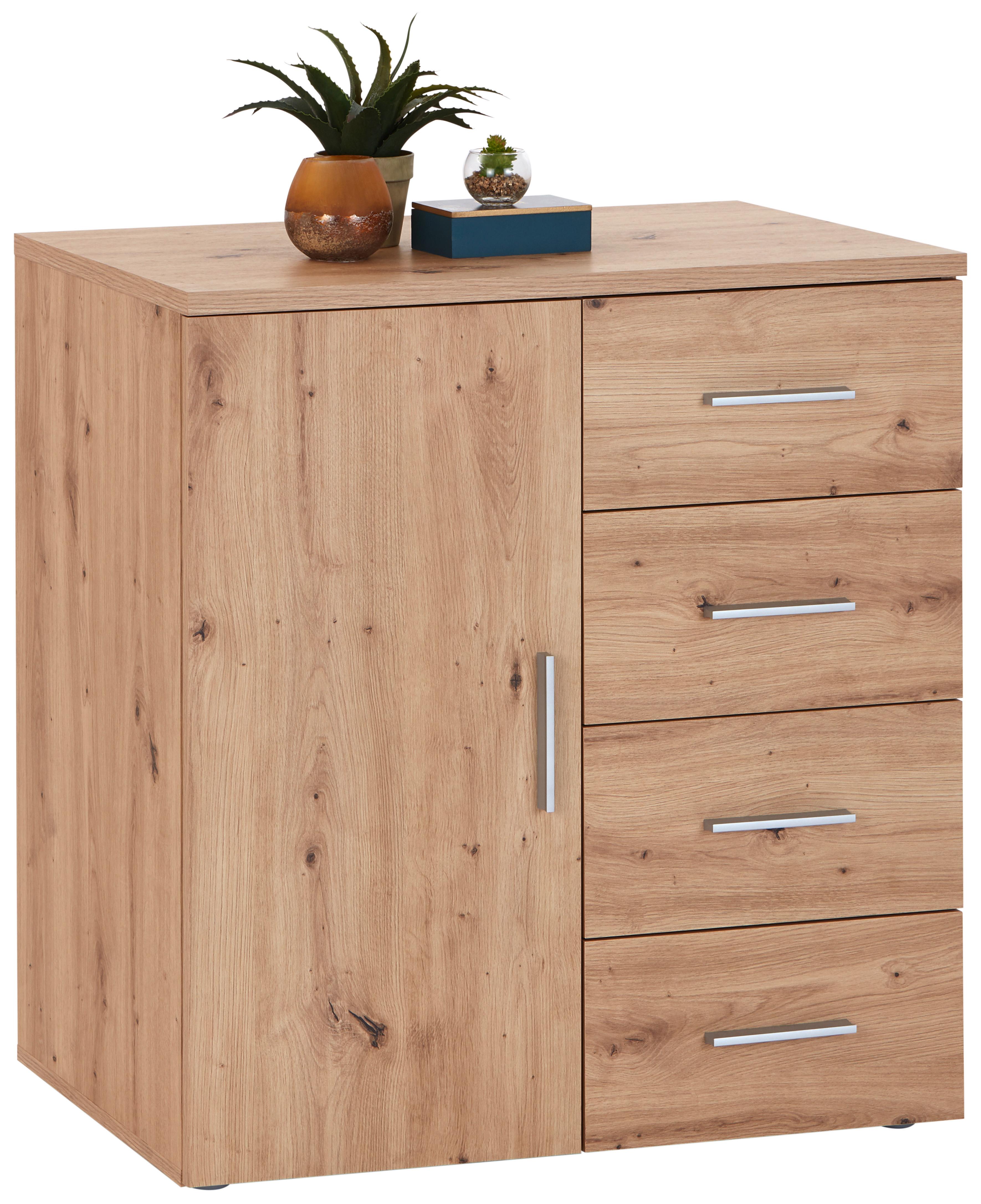 KOMODA TRIO NEW TRIK01 1T4S - sivá/farba duba, Modern, kompozitné drevo/plast (80/86/50cm)