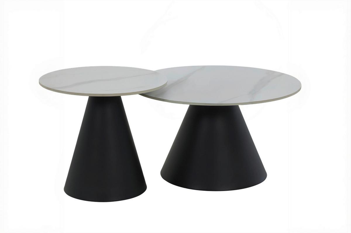 Couchtischset Dustin Schwarz, Weiß D:70/50 - Schwarz/Weiß, Design, Stein/Metall (70/50/40/46/70/50cm) - Livetastic