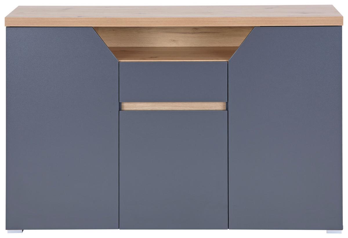 Komoda PEPE 3 otočné dvere - čierna/biela, Modern, kompozitné drevo/plast (136,4/91,6/40cm)