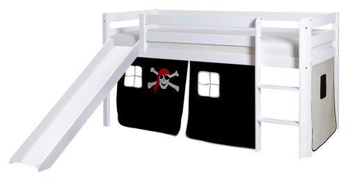 Spielbett Manuel Schwarz/weiß Kiefer Massiv 90 Cm Rutsche