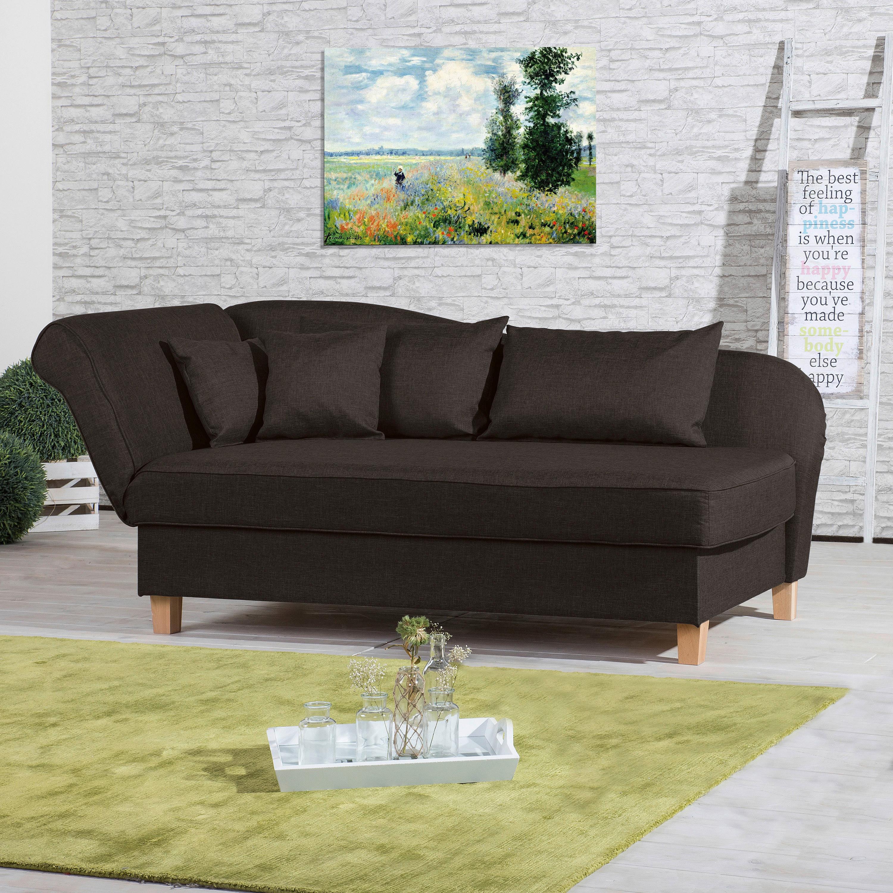 Recamiere Selma Braun Links Mit Bettkasten+schlaffunktion - Dunkelbraun/Buchefarben, Design, Textil (190/88/82cm) - Max Winzer