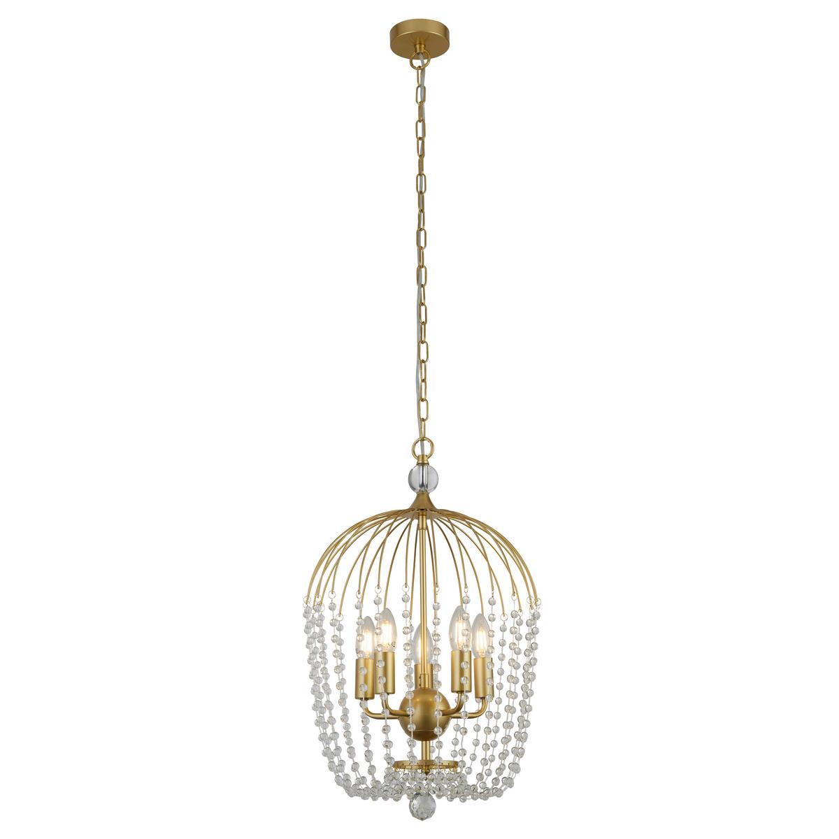Hängeleuchte Shower H: 150 Cm 5-Flammig - Goldfarben, Design, Glas/Metall (36/150cm)