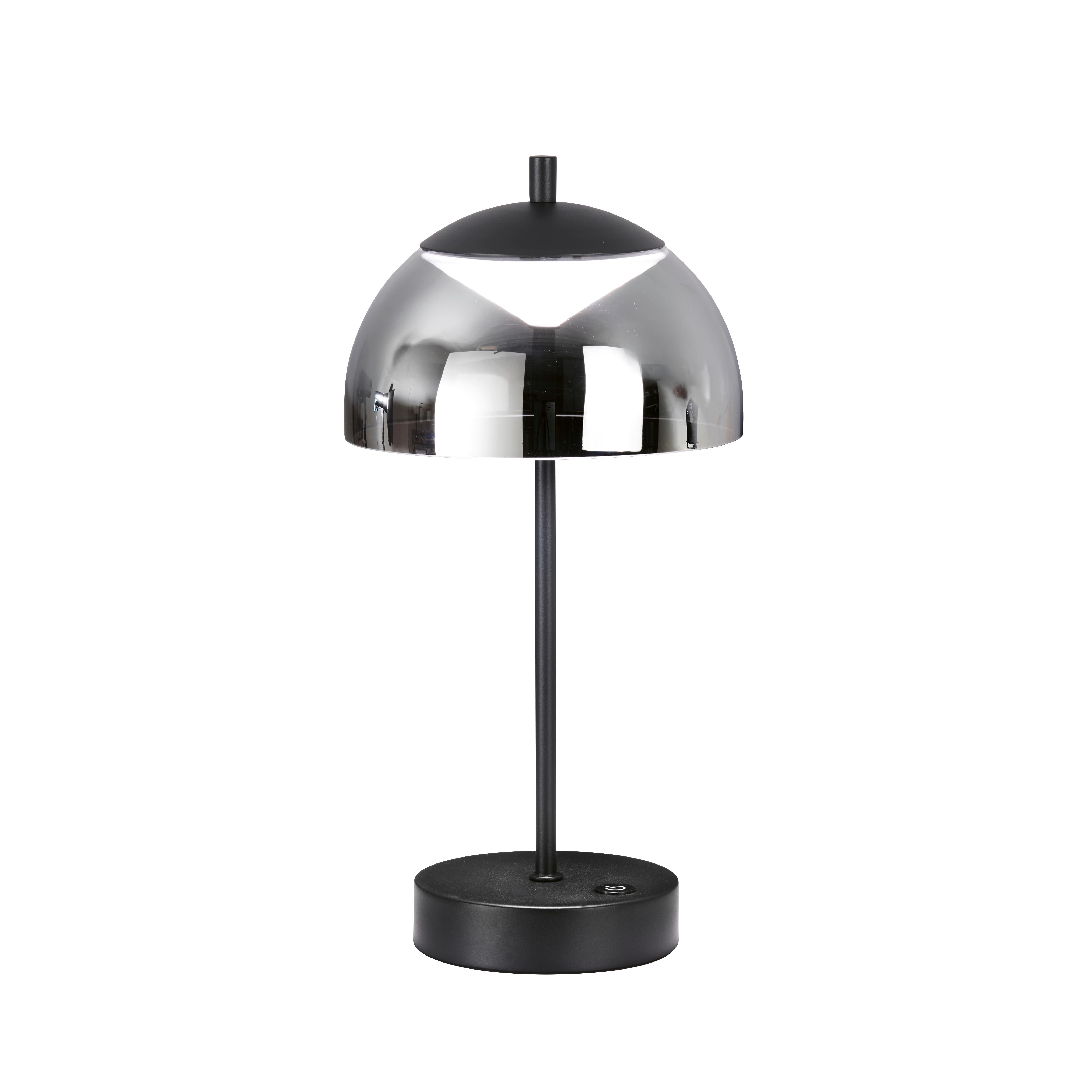 Akku-Tischleuchte Riva Schwarz Sandfarben D:18cm - Sandfarben/Schwarz, KONVENTIONELL, Glas/Metall (18/35cm) - Schöner Wohnen