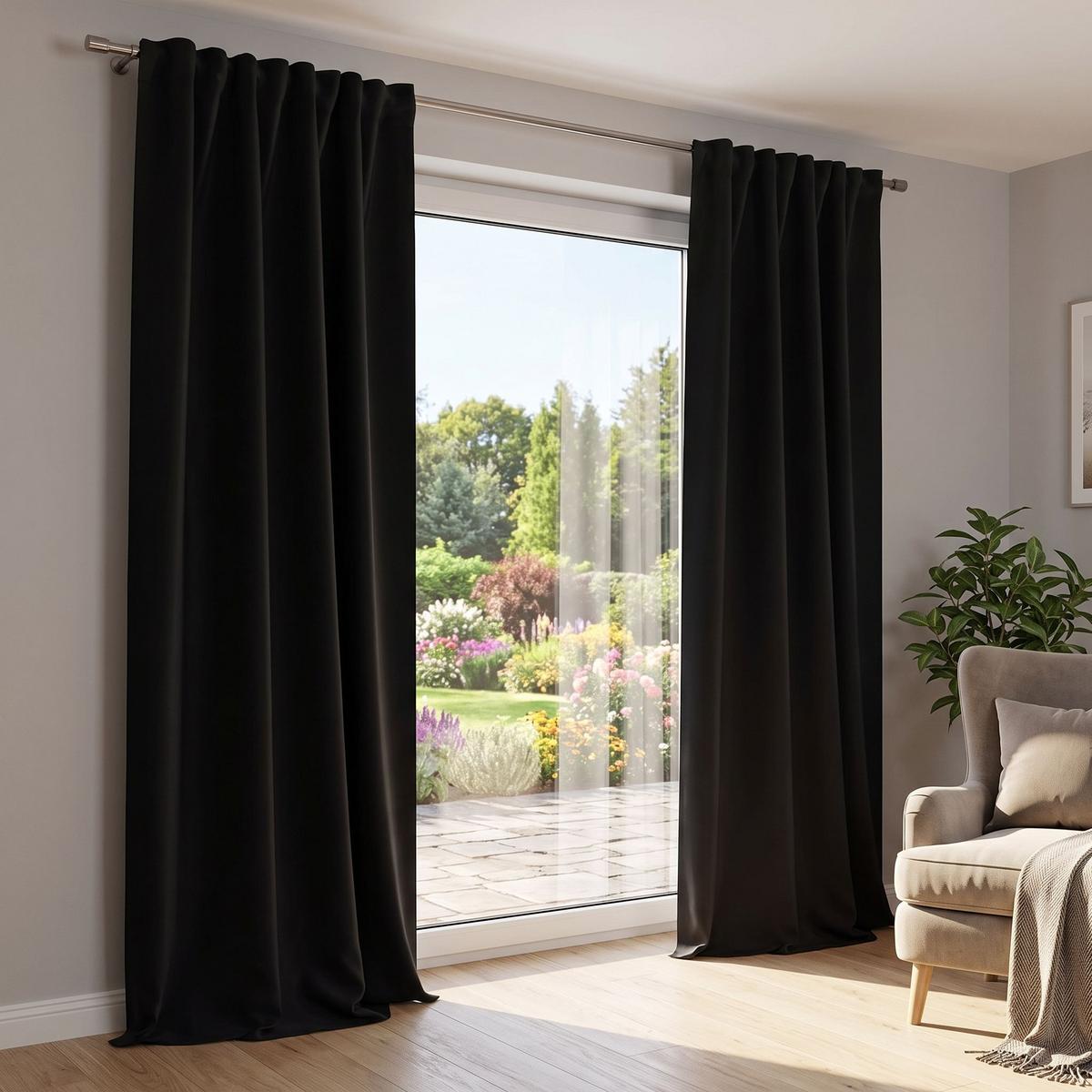 LÄRMSCHUTZVORHANG Acustico Schwarz B: 135 cm - Schwarz, Basics, Textil (135/245cm) - Schmidt W. Gmbh
